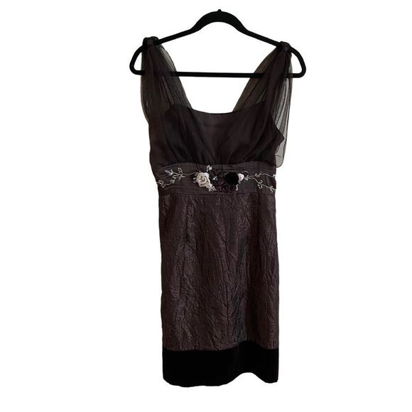 Vintage Y2K whimsygoth‎ / fairycore brown tulle sleeve babydoll /  empire dress - Picture 1 of 7